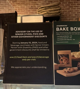 菲律宾星巴克限制老年人和残疾人折扣-千博