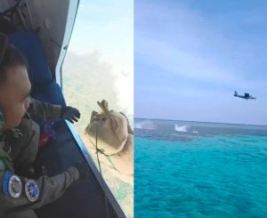 菲律宾仁爱礁补给出新招 完成超低空空投-千博